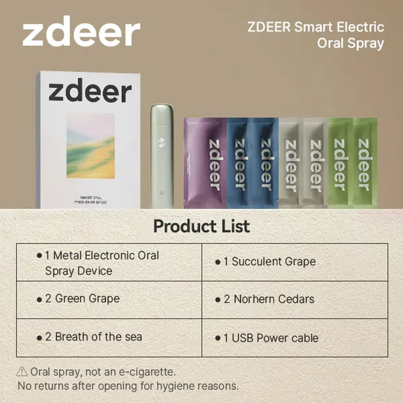 Zdeer Smart Electronic Oral Spray PW13, Instant Fresh Breath Device with Replaceable Flavor Pods, Portable Nano-Mist Mouth Refresher for Travel, Dates & Daily Routine, Self-Care Wellness Gift B
