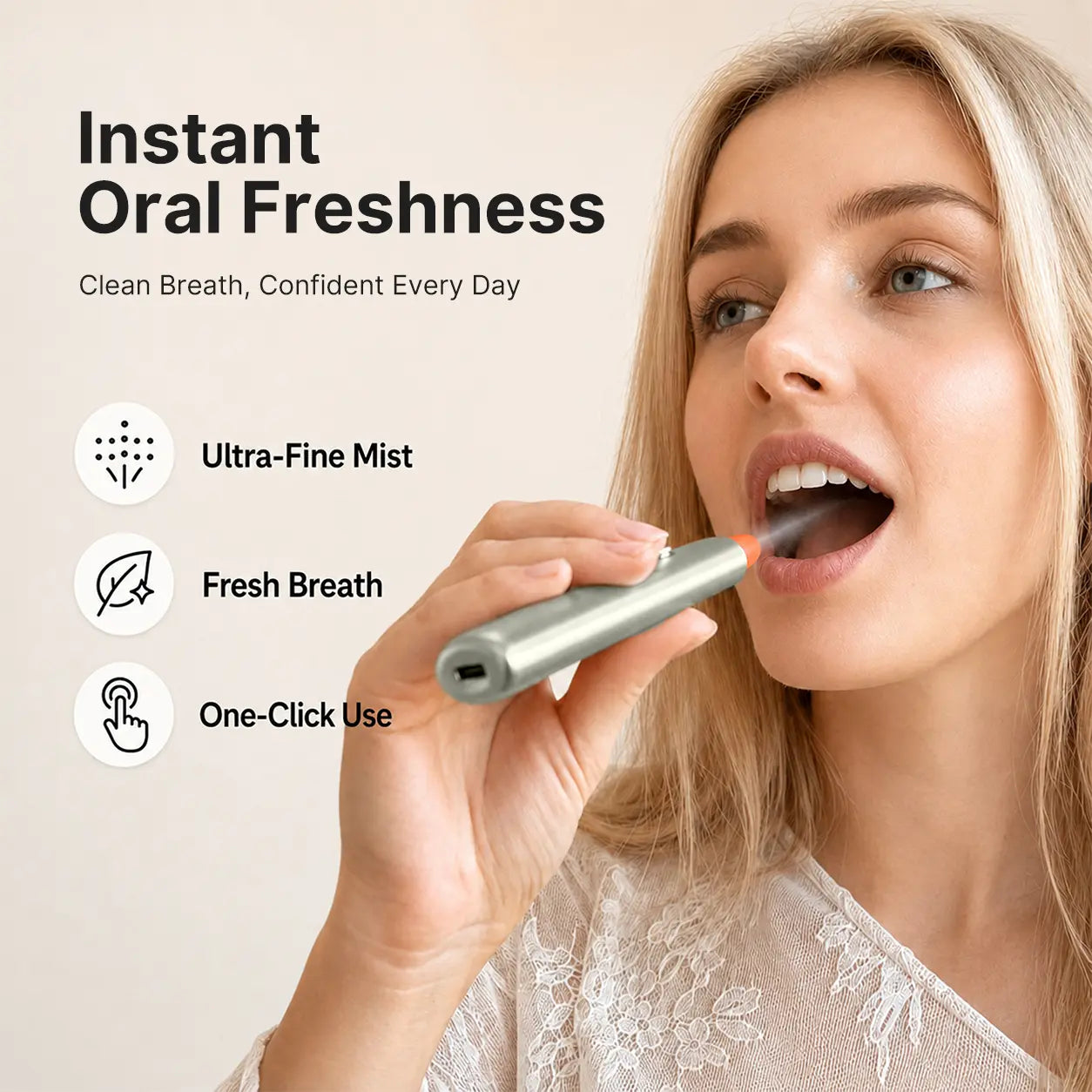 Zdeer Smart Electronic Oral Spray PW13, Instant Fresh Breath Device with Replaceable Flavor Pods, Portable Nano-Mist Mouth Refresher for Travel, Dates & Daily Routine, Self-Care Wellness Gift B