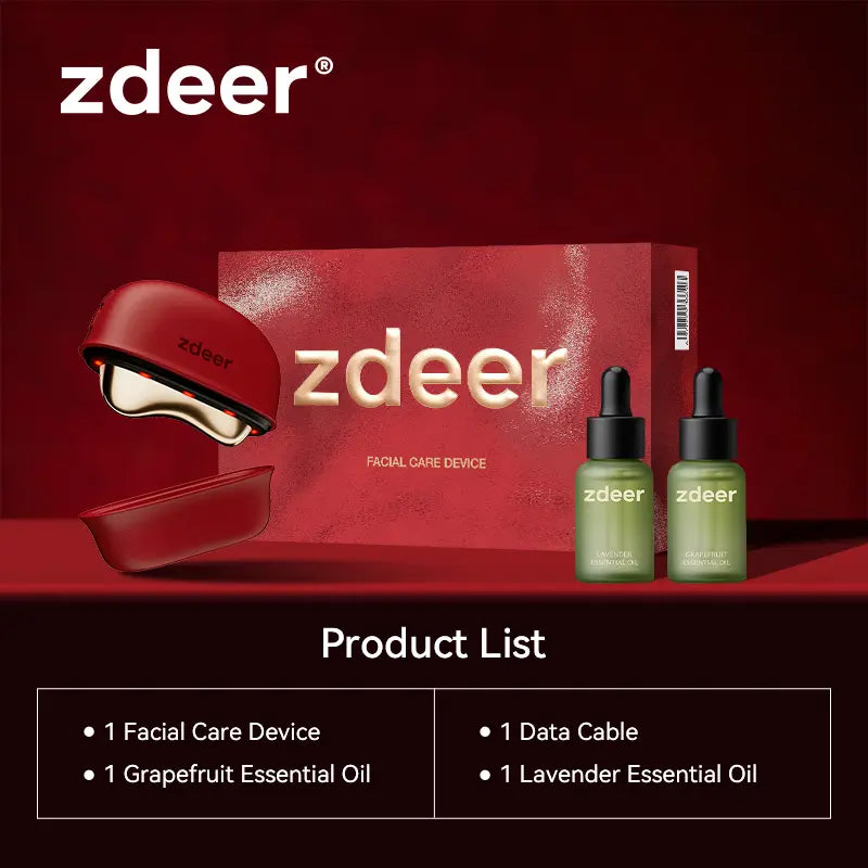 Zdeer 5-In-1 Red Light Facial Device GS5 - Lymphatic Drainage Gua Sha Facial Care Tool, Heated Facial Sculpting Tool for Jawline Lifting, Anti-Aging & Puffiness Relief - Professional Spa At-Home Skincare Device#Tiktokshopsummersale
