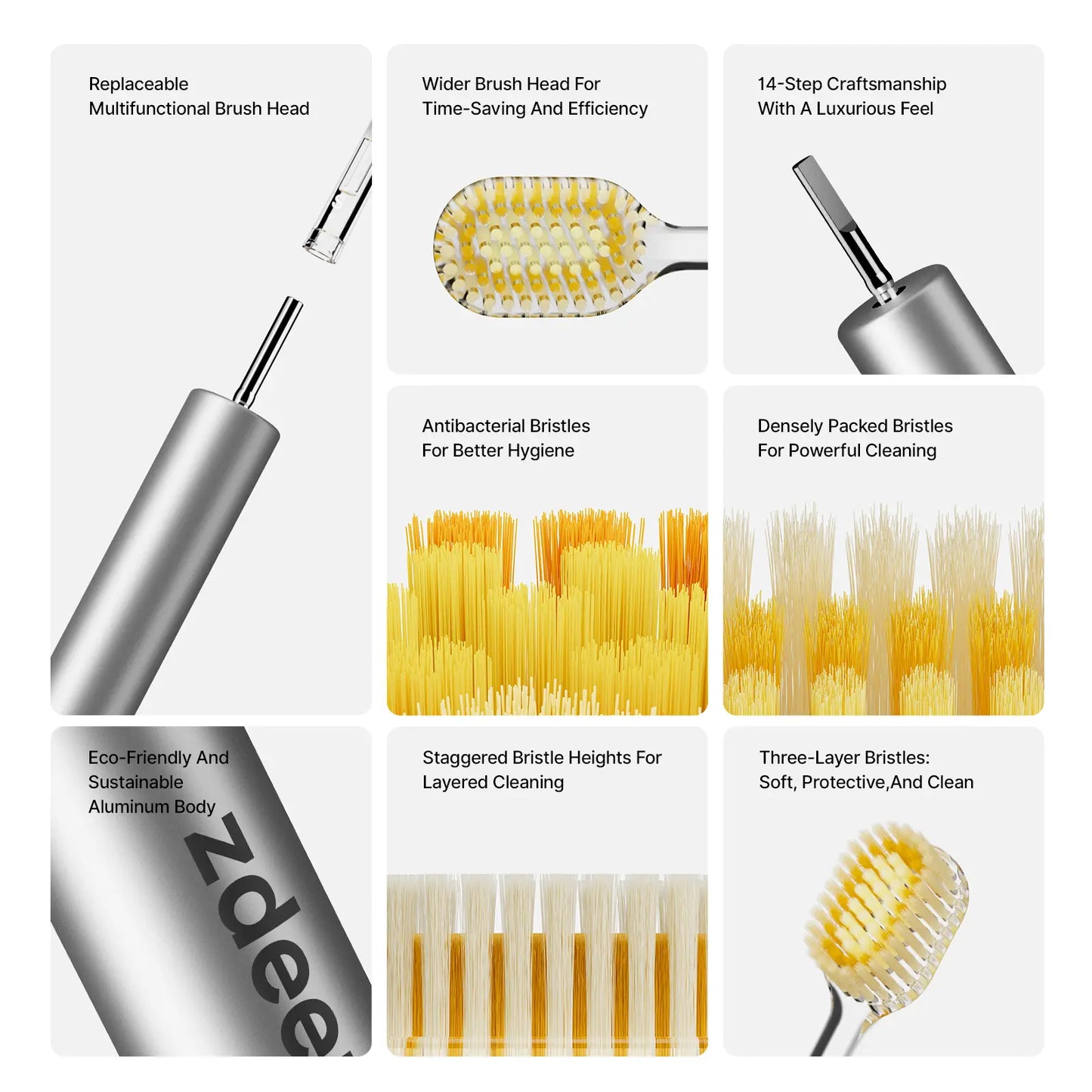 Zdeer Toothbrush D4 Metal Handle with Replaceable Brush Head — Eco-Friendly and Reusable Oral Sustainable#Summervibes