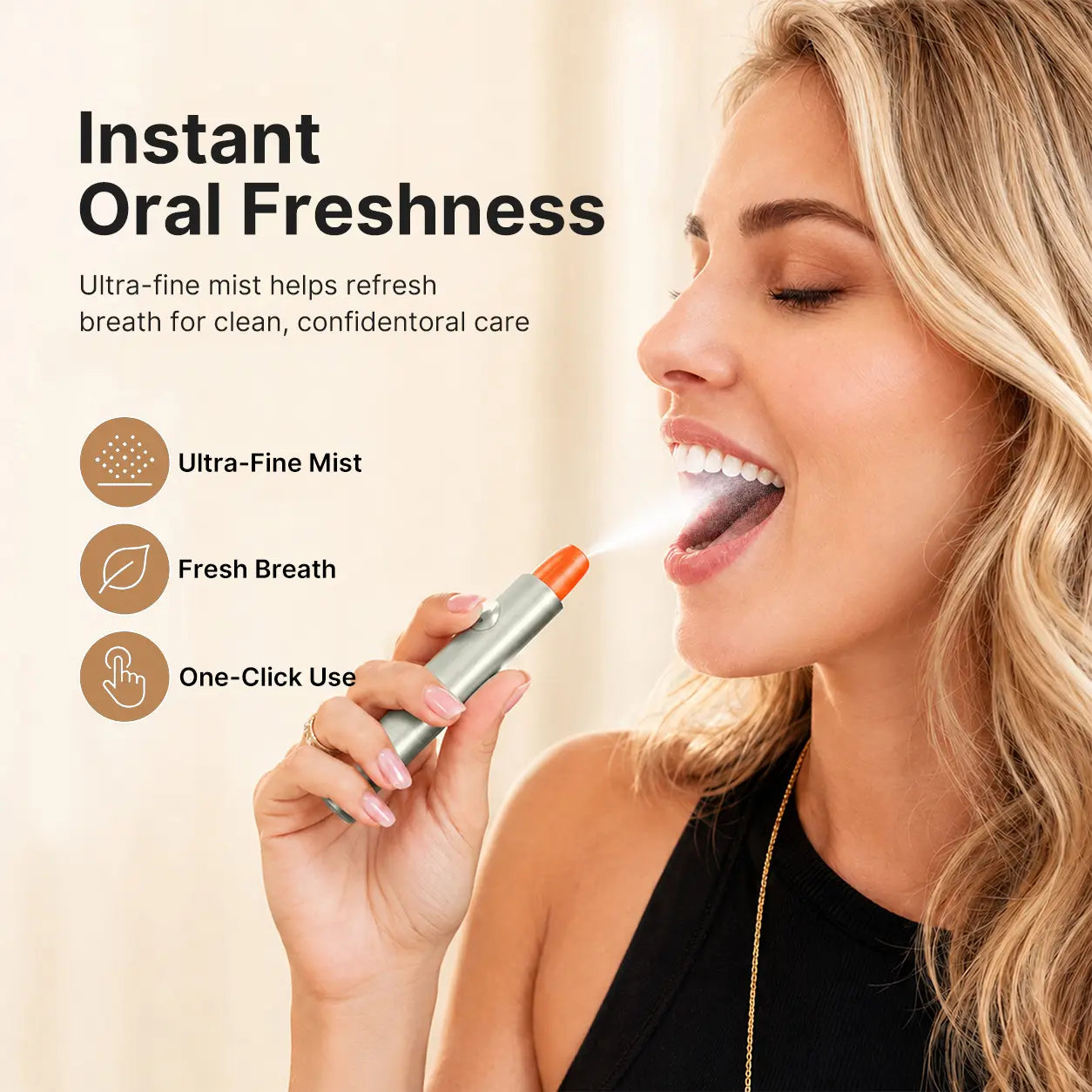 Zdeer Smart Electronic Oral Spray PW13, Instant Fresh Breath Device with Replaceable Flavor Pods, Portable Nano-Mist Mouth Refresher for Travel, Dates & Daily Routine, Self-Care Wellness Gift B