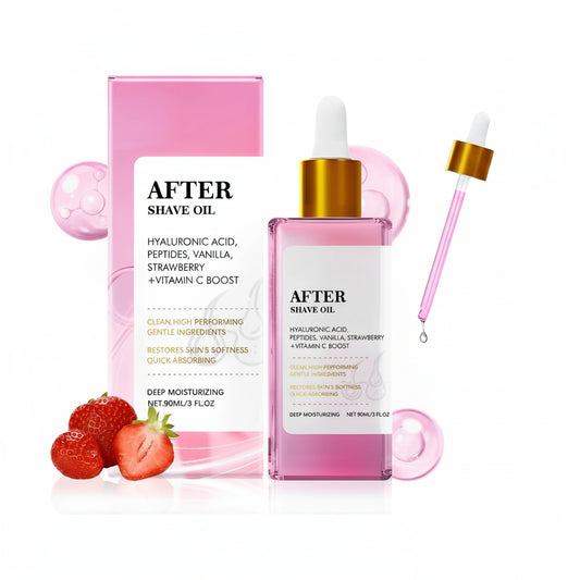 Aceite calmante after shave con fragancia de fresa