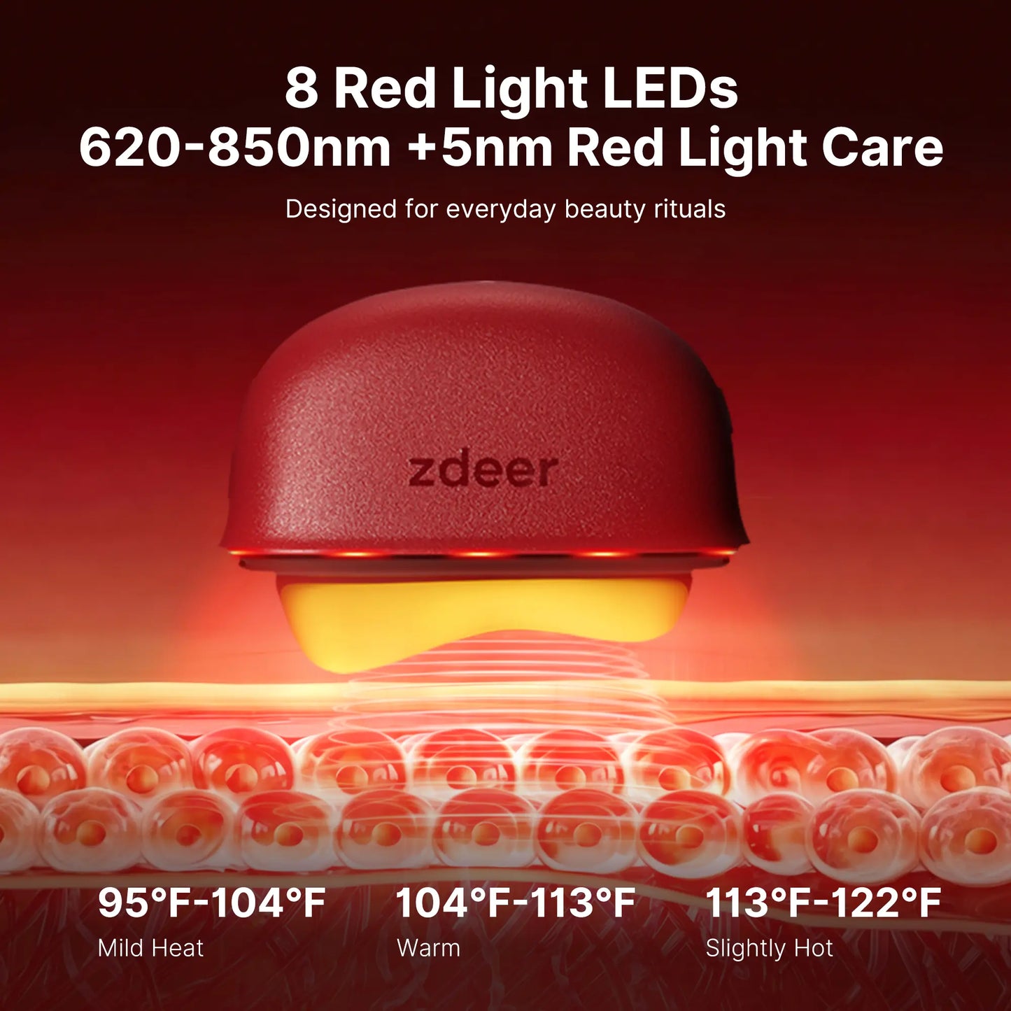 Zdeer 5-In-1 Red Light Facial Device GS5 - Lymphatic Drainage Gua Sha Facial Care Tool, Heated Facial Sculpting Tool for Jawline Lifting, Anti-Aging & Puffiness Relief - Professional Spa At-Home Skincare Device#Tiktokshopsummersale