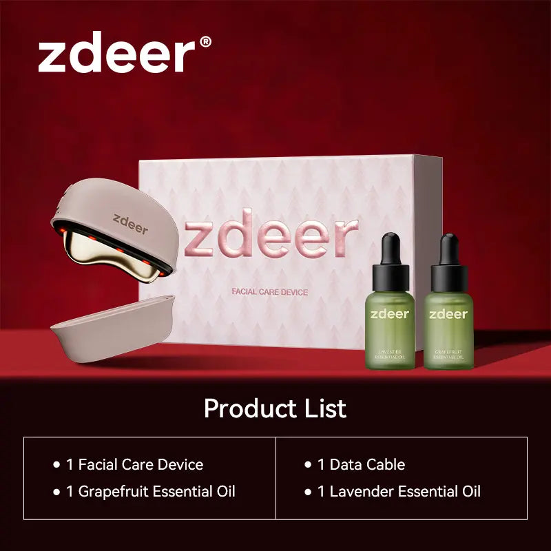 Zdeer 5-In-1 Red Light Facial Device GS5 - Lymphatic Drainage Gua Sha Facial Care Tool, Heated Facial Sculpting Tool for Jawline Lifting, Anti-Aging & Puffiness Relief - Professional Spa At-Home Skincare Device#Tiktokshopsummersale